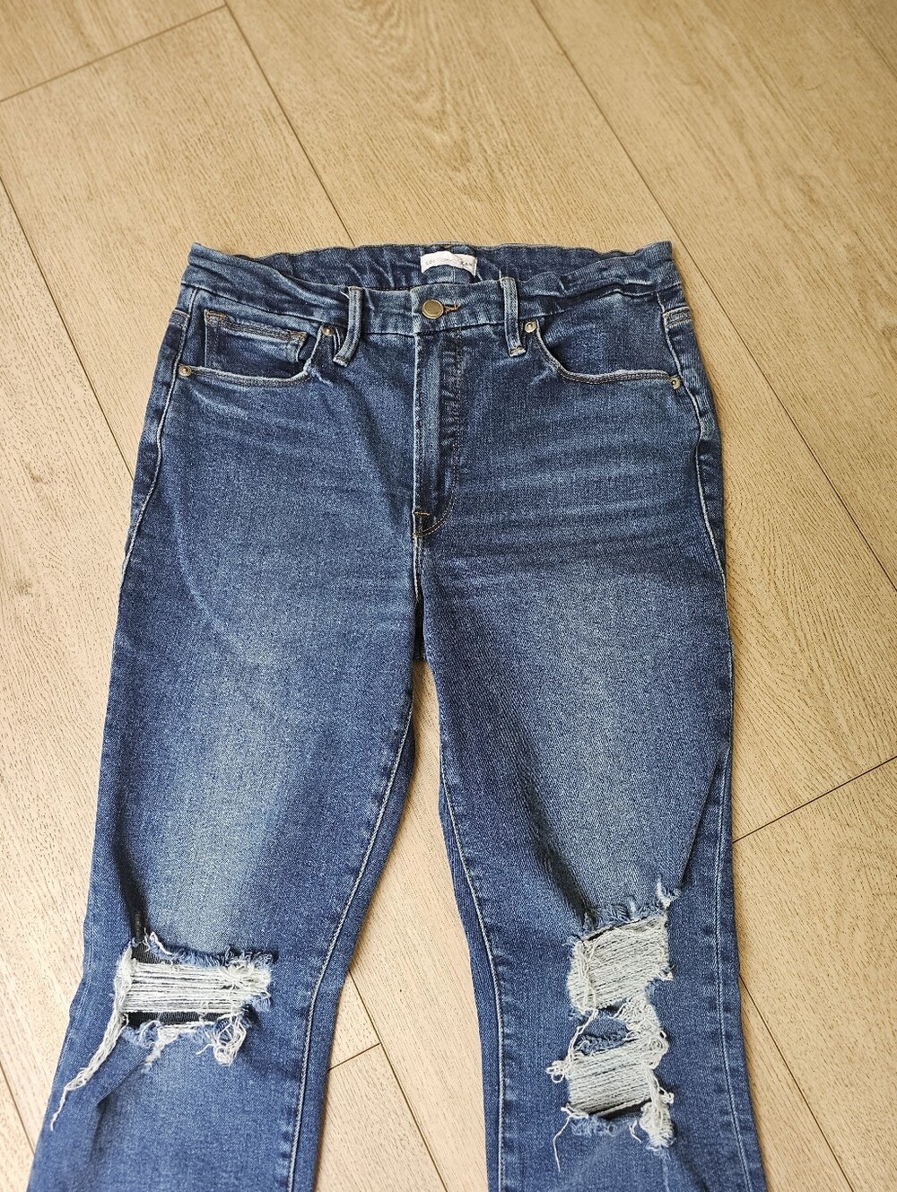 $140 Good American Good Legs Ripped High Waist Cigarette Jeans 12 / 31 - Picture 5 of 9
